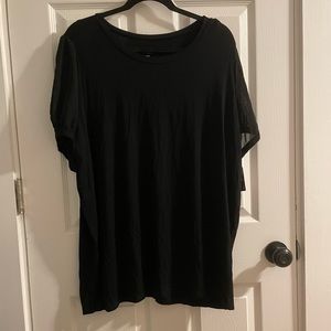 Black top with sheer sleeves